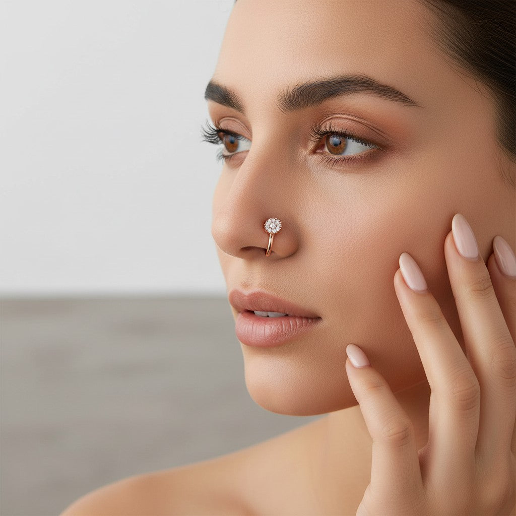 Rose Gold Floral Non-Piercing Nose Pin