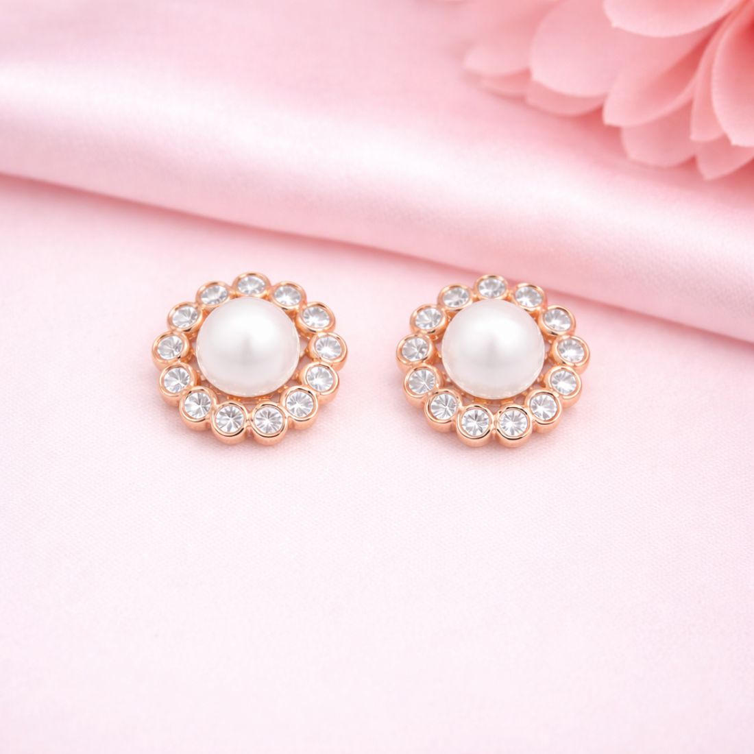 Nilu's Collection Rose Gold Plated Stud Earrings For Women And Girls