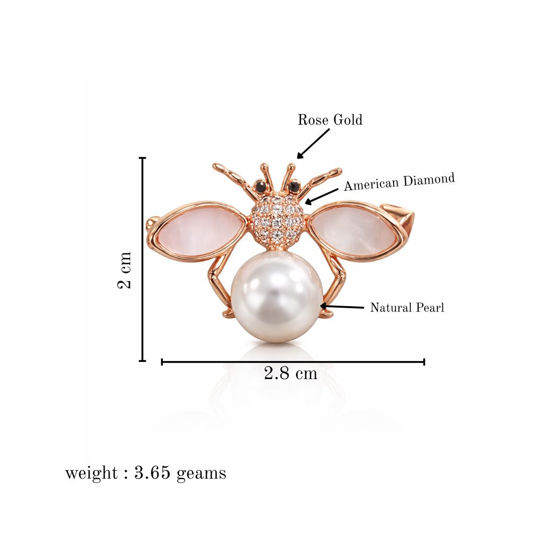 Rose Gold Bee Brooch Pin , Saree Pin