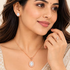 Rose Gold Plated Necklace, Earrings & Ring for Women
