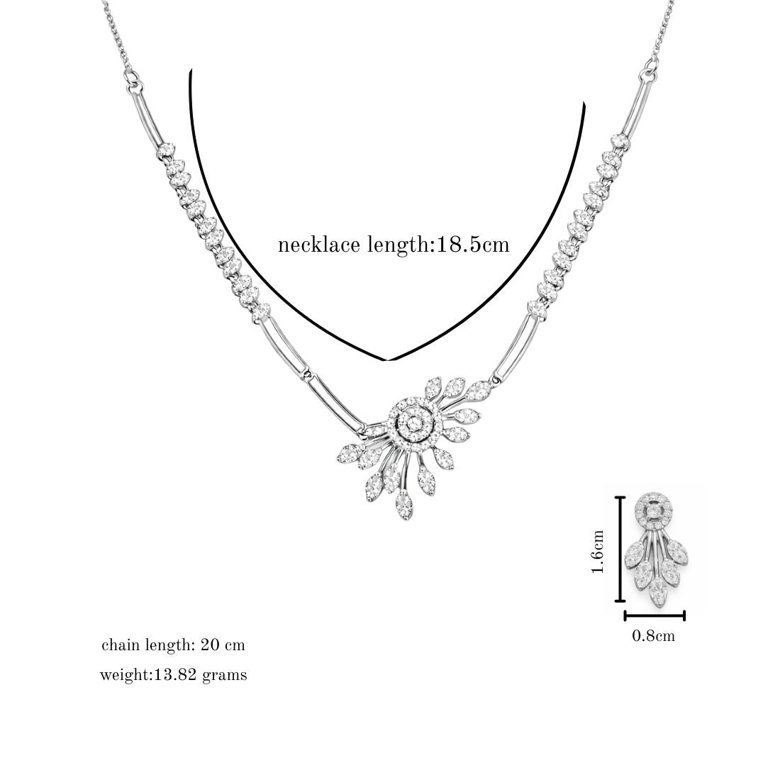 Silver Floral Necklace with Earrings