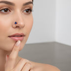 Rose Gold Blue Stone Non-Piercing Nose Pin