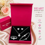 Silver Plated White Heart Jewelry Set