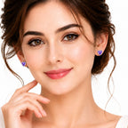 Silver Purple Heart Stud Earrings