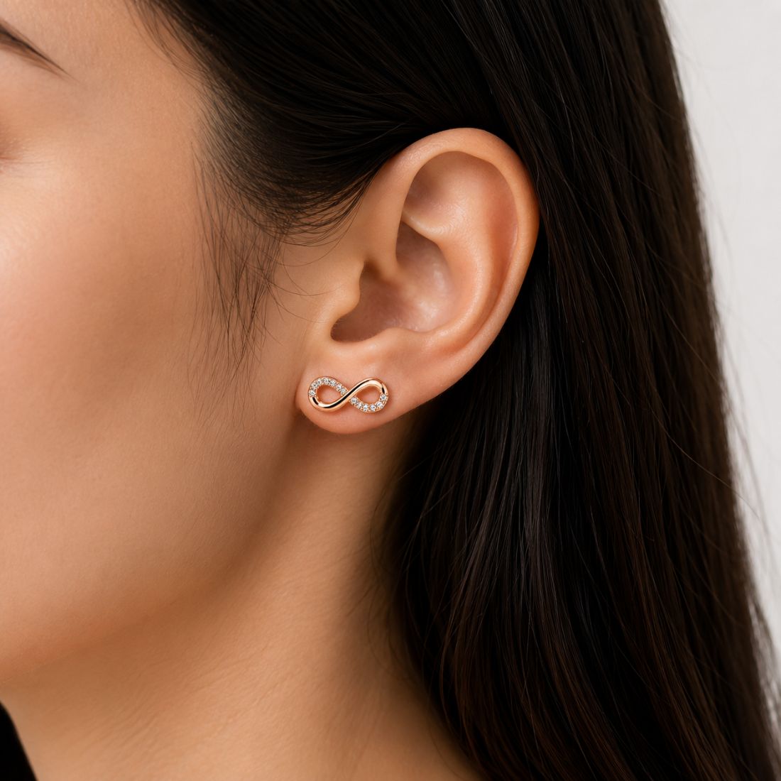 Rose Gold Infinity Stud Earrings