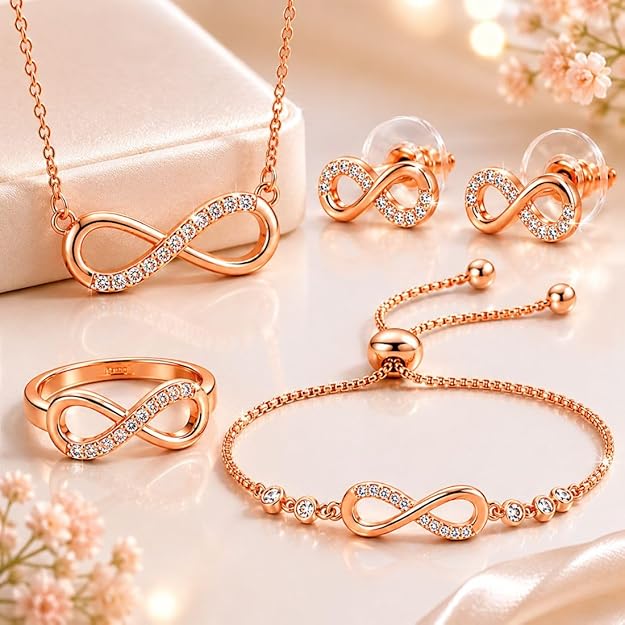 Rose Gold Infinity Jewellery set