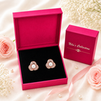 Rose Gold Infinity Bracelet & Pearl Stud Earrings Gift Set For Women