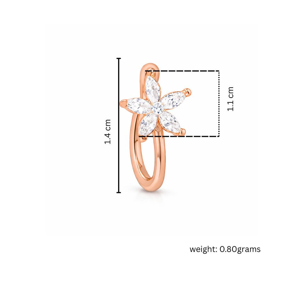 Rose Gold Floral Non Piercing Nose Pin