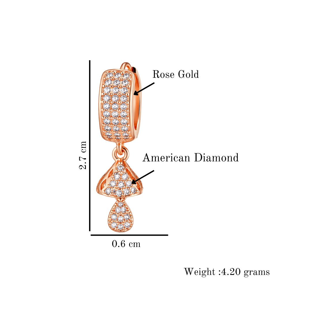 Rose Gold Hoop Drop Earrings for Women