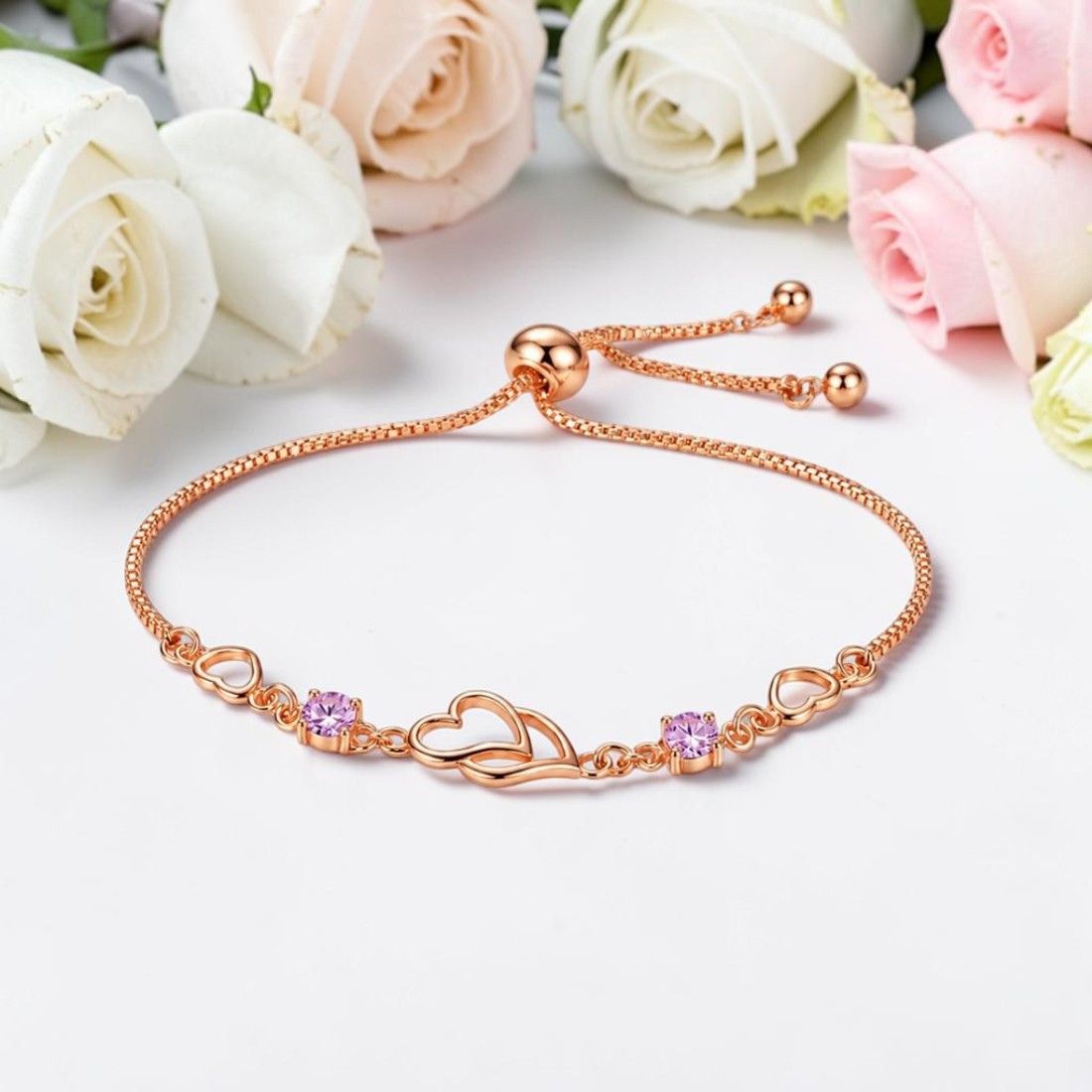 Rose Gold Heart Bracelet For Women