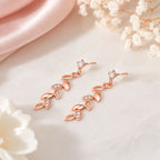 Rose Gold Leaf Drop Earrings