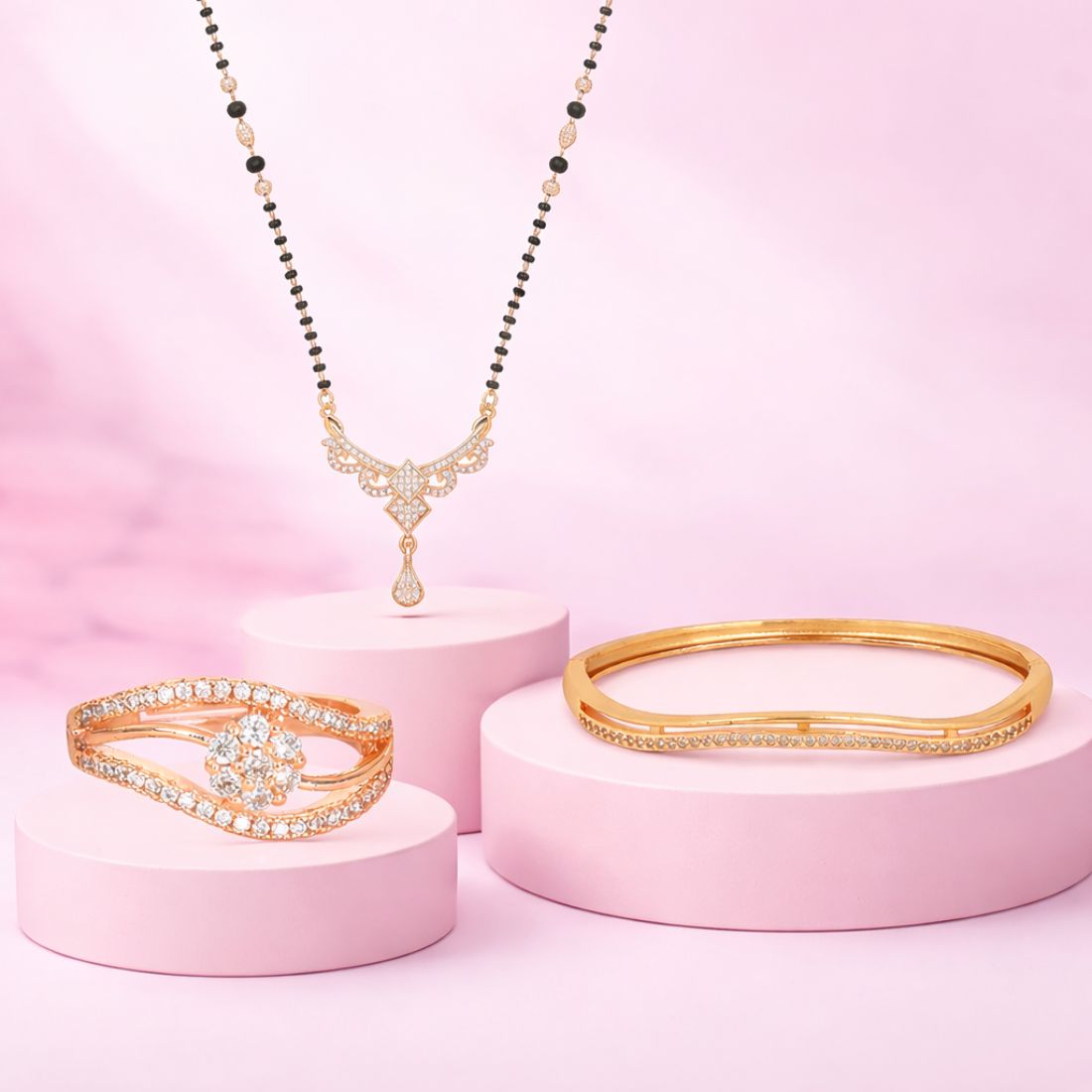 Rose Gold Mangalsutra Set For Women