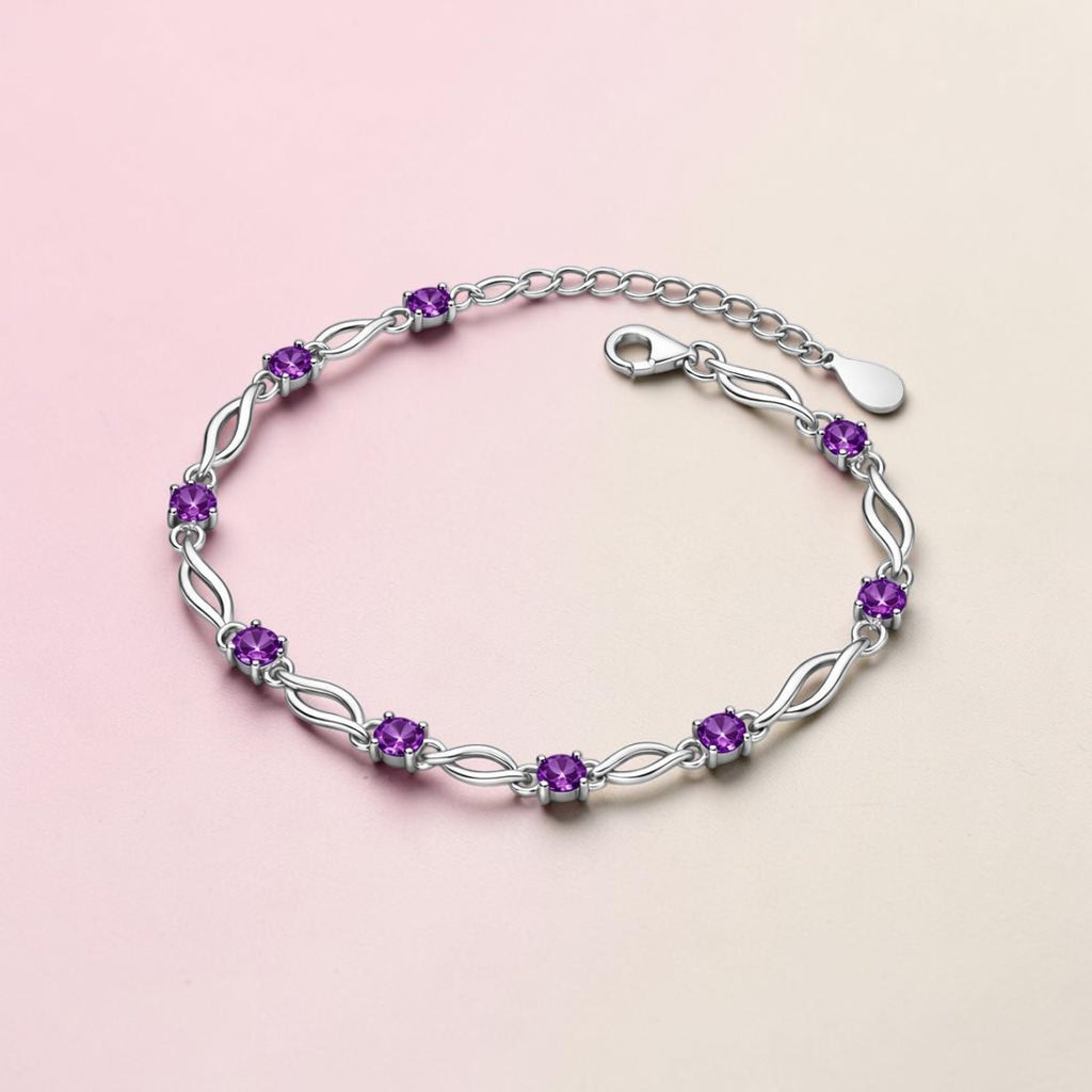 Silver Plated Purple Stone Bracelet For Women