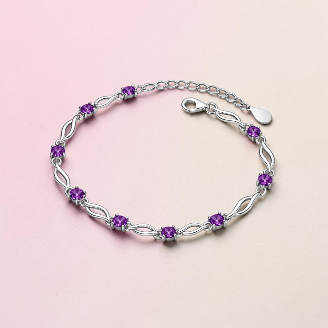 Silver Plated Purple Stone Bracelet For Women