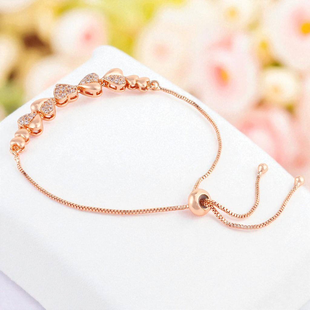 Rose Gold Plated Adjustable Bracelet For Women And Girls