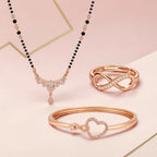 Rose Gold Heart Bracelet with Infinity Ring & Mangalsutra