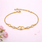 Double Heart Shape Gold Plated CZ Crystal Bracelet, Gift for Loved One, Valentine's Day Gift