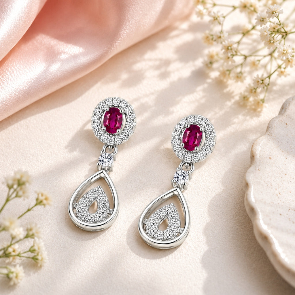 Silver Plated Teardrop Dangle Earrings