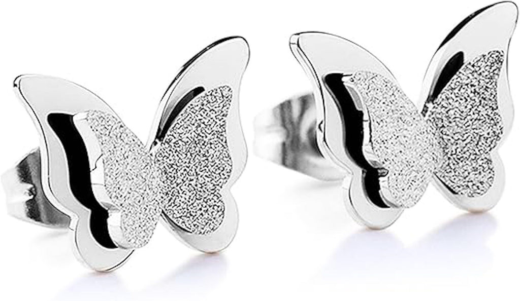 Premium Quality Dual Butterfly Rose Gold Plated Stud Earrings for Girls, Women and Kids