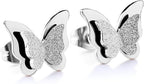 Premium Quality Dual Butterfly Rose Gold Plated Stud Earrings for Girls, Women and Kids