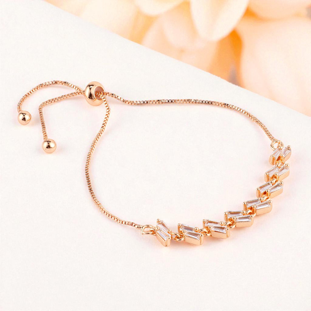 Rose Gold Plated Adjustable Bracelet For Women And Girls