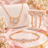 Heart Shaped Necklace, Earrings and Bracelet Jewellery Set for Women