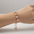 Rose Gold Floral Pearl Bracelet