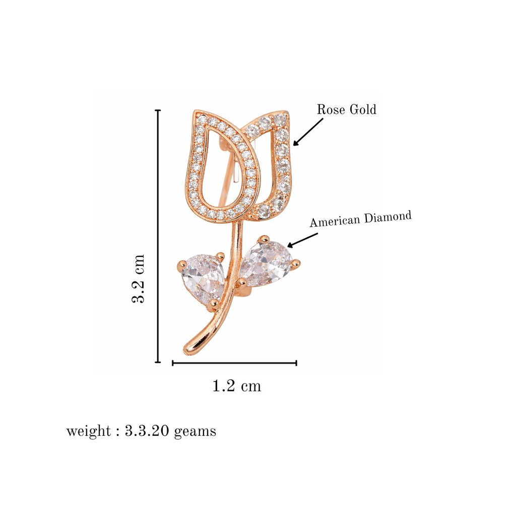 Rose Gold Floral Brooch Pin, Saree Pin