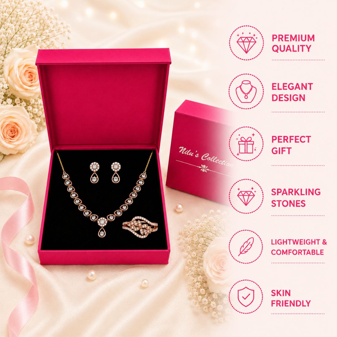 Rose Gold Jewellery Gift Set For Women