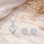 Silver Heart Pendant With Earrings For Women