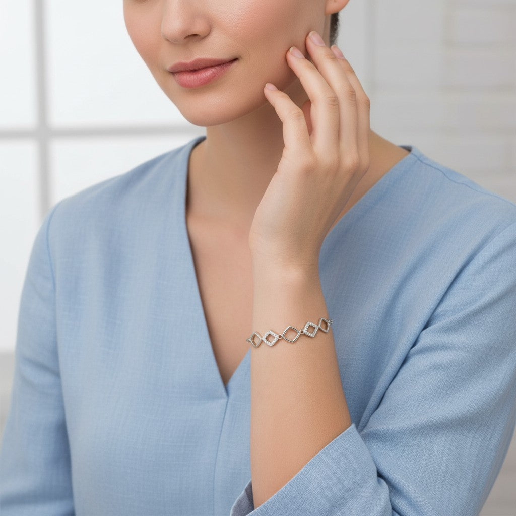 Silver Plated Adjustable Bracelet for Women