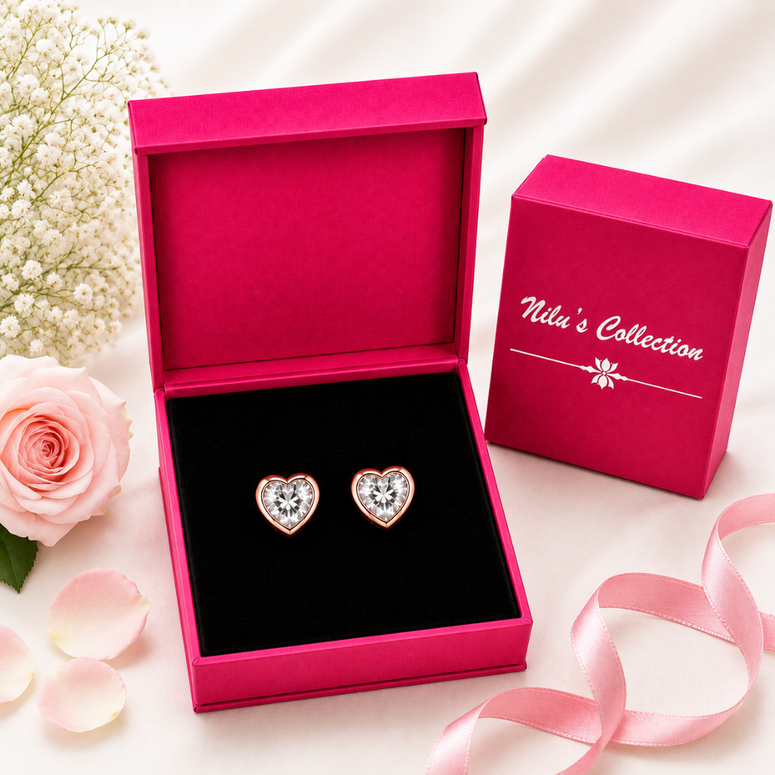 Rose Gold Heart Jewelry Set