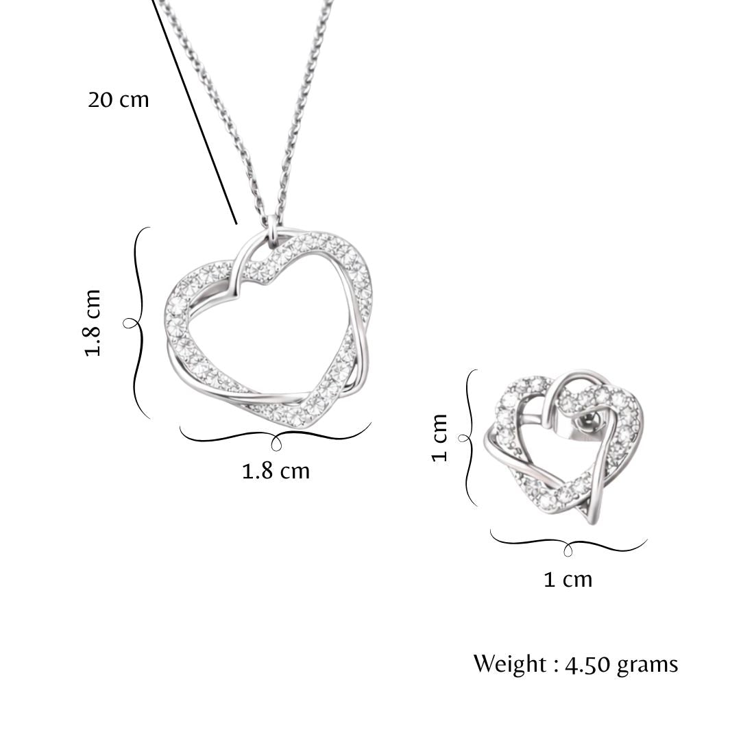 Silver Heart Pendant With Matching Earrings