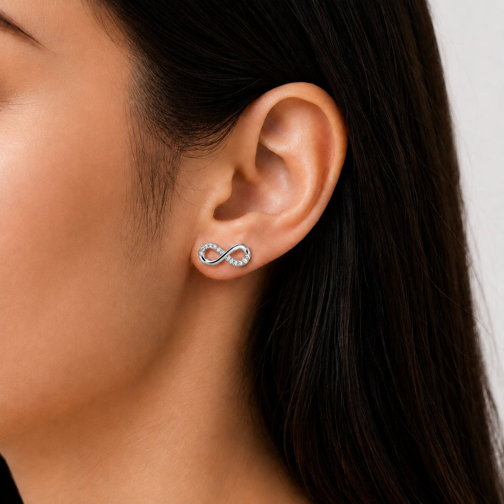 Silver Infinity Stud Earrings