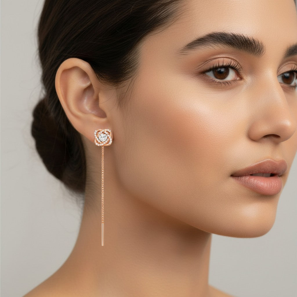 Rose Gold Sui Dhaga Threader Earrings