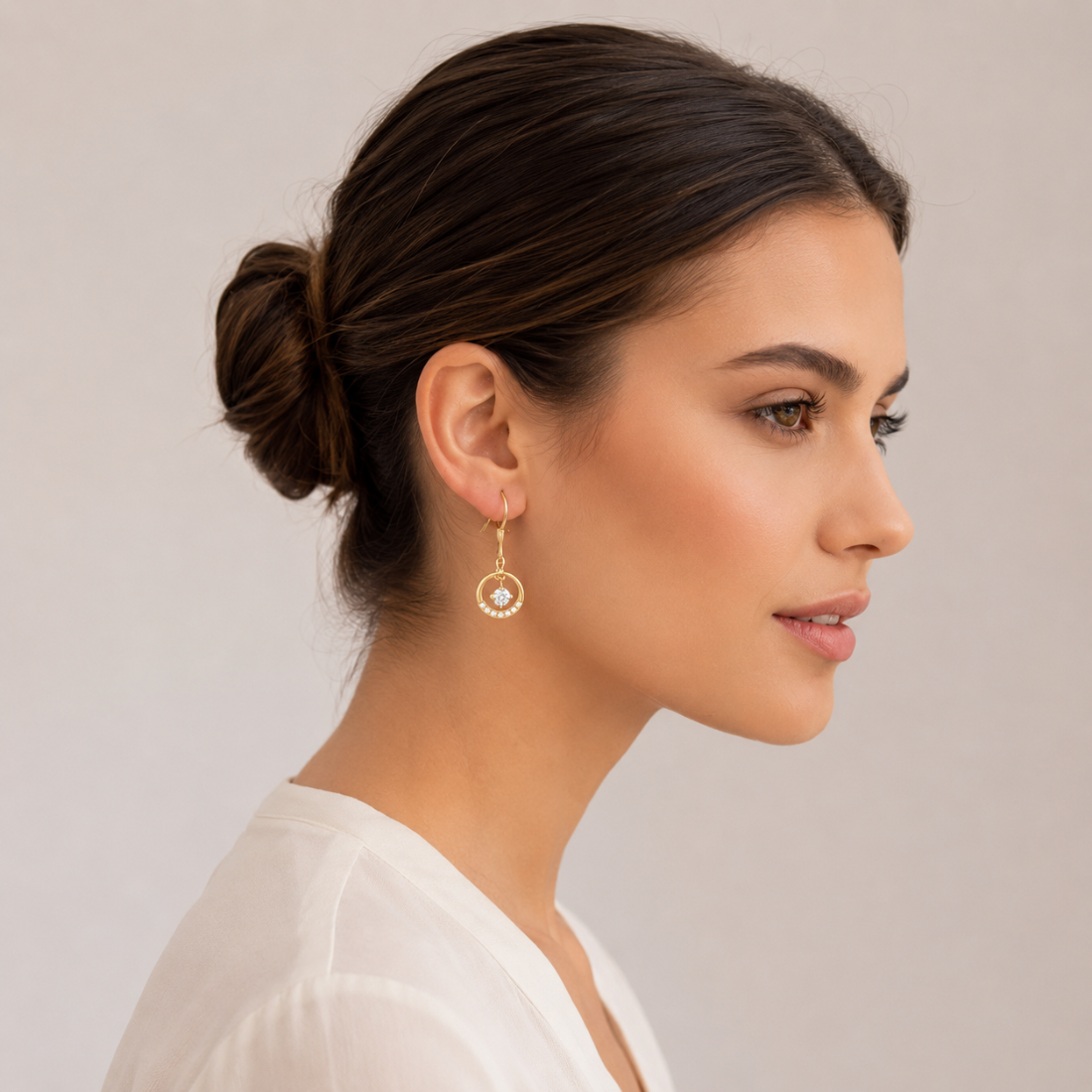Rose Gold Circle Drop Earrings for Women