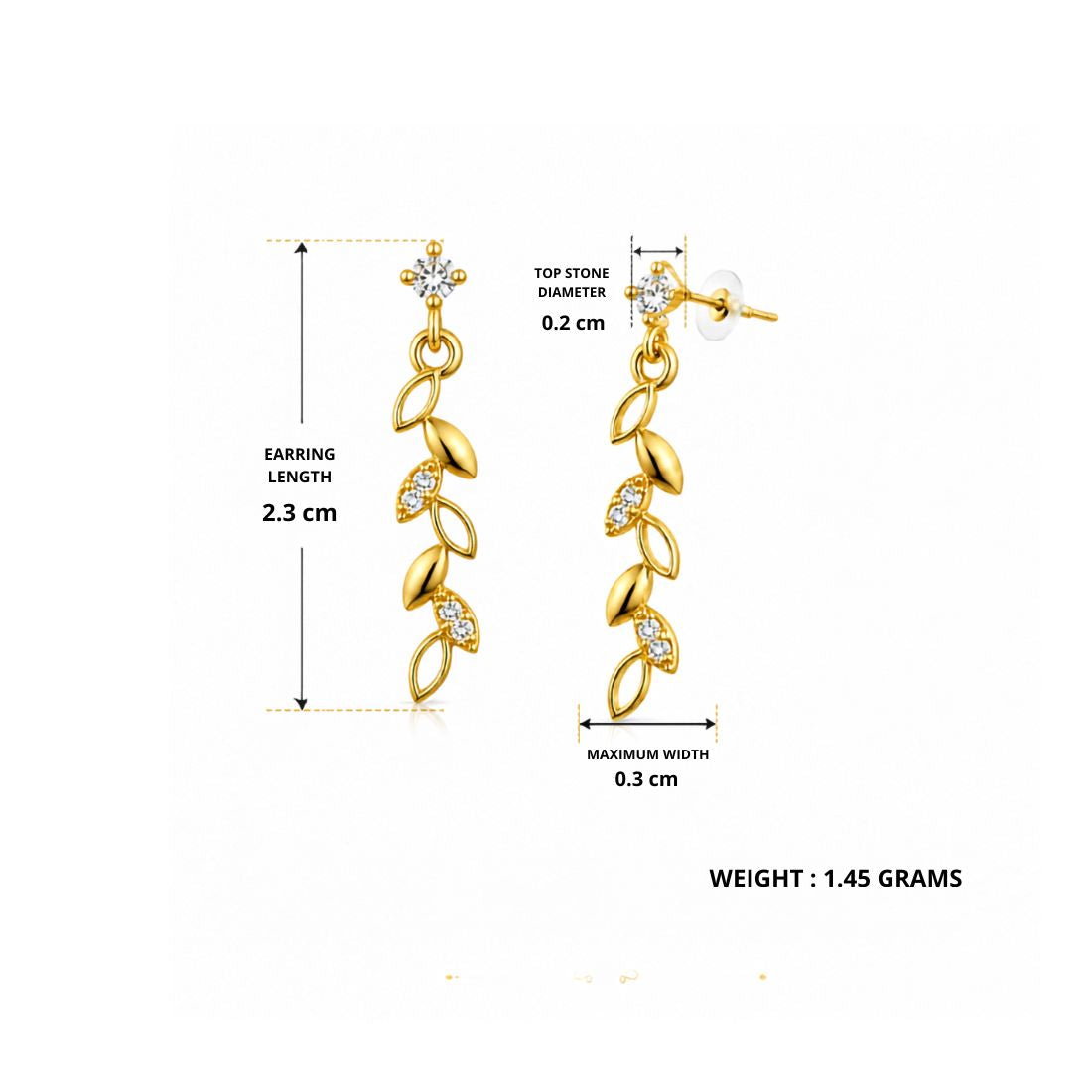 Gold Leaf Drop Earrings for Women