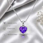 Silver Hert Purple Stone Pendant