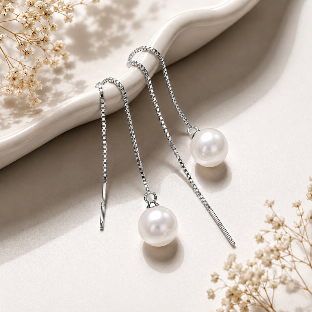 Pearl Tassel Long Drop Earrings