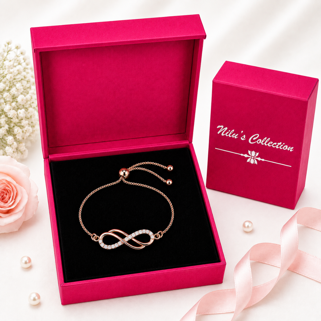 Rose Gold Infinity Jewelry Gift Set for Women