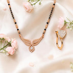 Rose Gold Mangalsutra & Heart Nose Pin