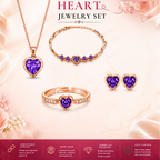 Rose Gold Purple Heart Jewelry Set