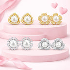 Rose Gold And Silver Plated Earrings Set