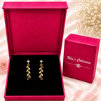 Gold Leaf Bracelet With Drop Earrings For Women