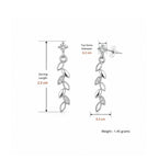 Rhodium Plated Leaf Drop Earrings for Women