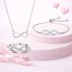 Nilu's Collection Silver Plated Infinity Pendant With bracelet ad finger Ring For Women And Girls