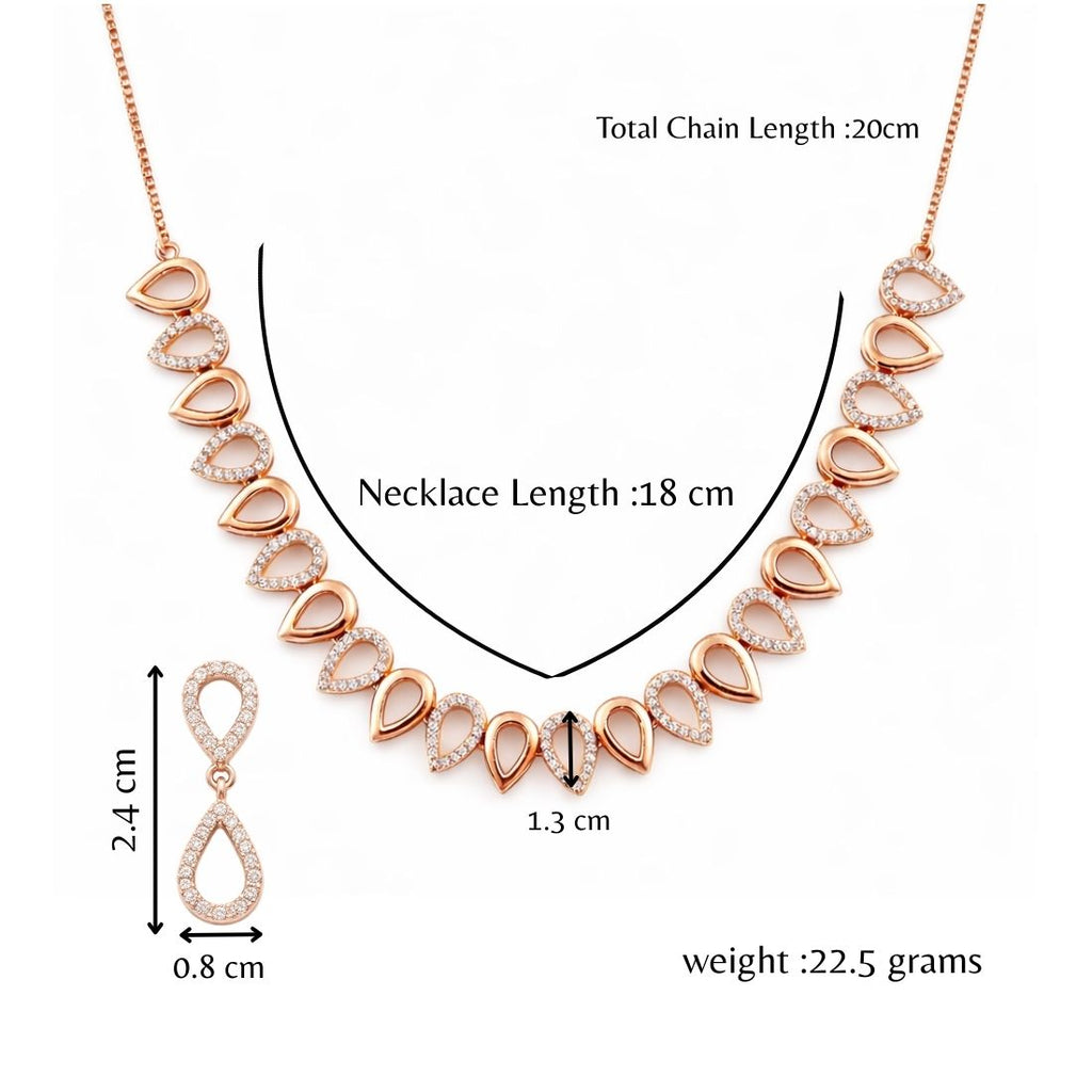 Rose Gold Plated Teardrop Necklace Set