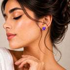 Rose Gold Purple Heart Earrings