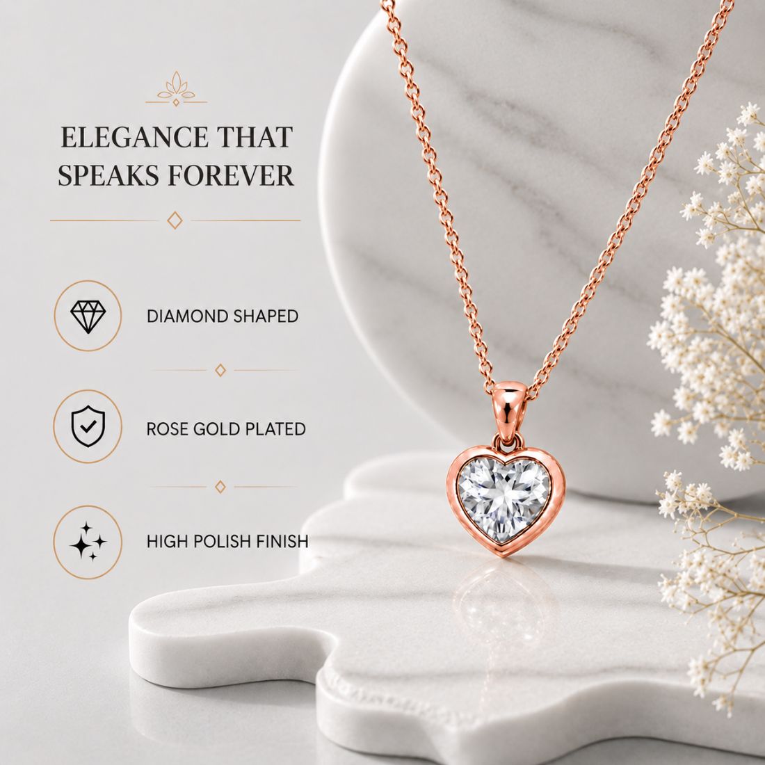 Rose Gold Heart Pendant