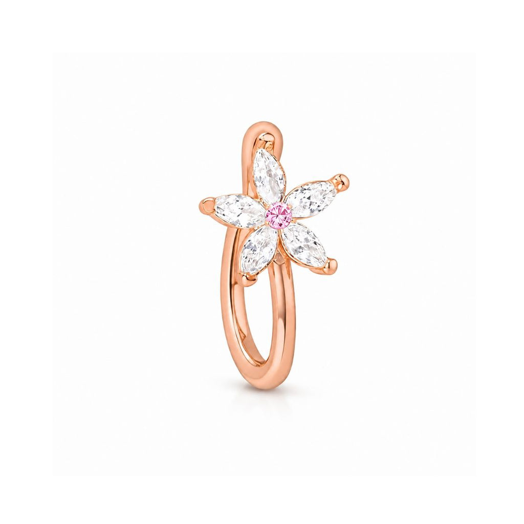 Rose Gold Floral Non Piercing Nose Pin